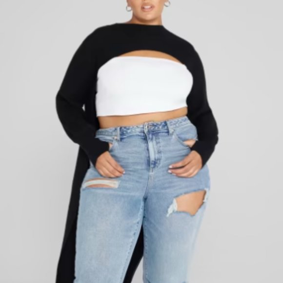 Fashion to Figure Sweaters - Fashion to Figure Selina Cutout Ribbed Knit Long Sweater
